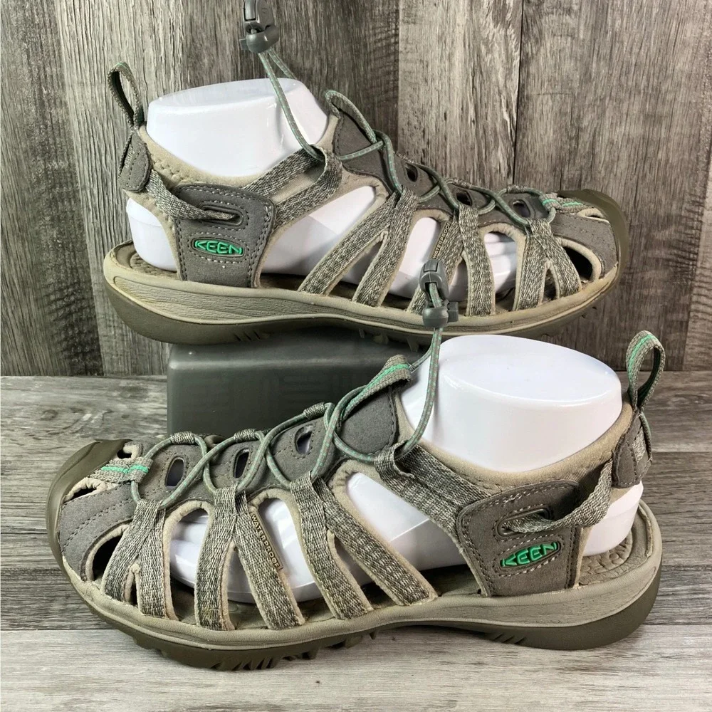 Keen Whisper Womens Gray Teal Waterproof Hiking Sport Sandals 1022814 Size 8.5